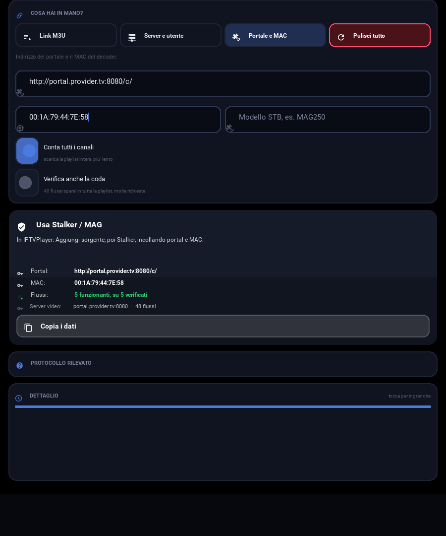 Rilevatore IPTV — Stalker / MAG